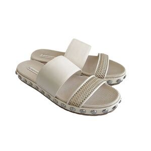 BCBG Maxazria Revet Salon Sandals Ivory White Leather And Mesh Size 6.5 NIB